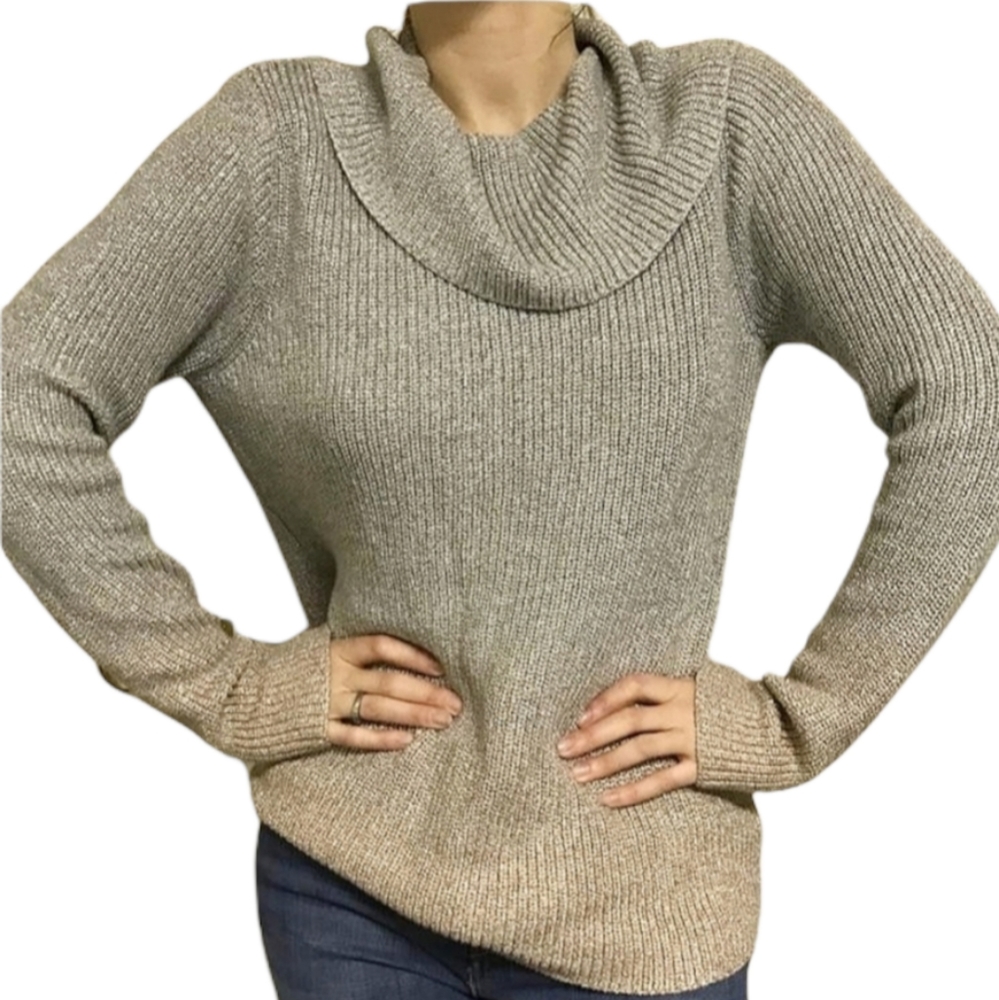 Shimmery grey ombre cowl neck sweater, M-L